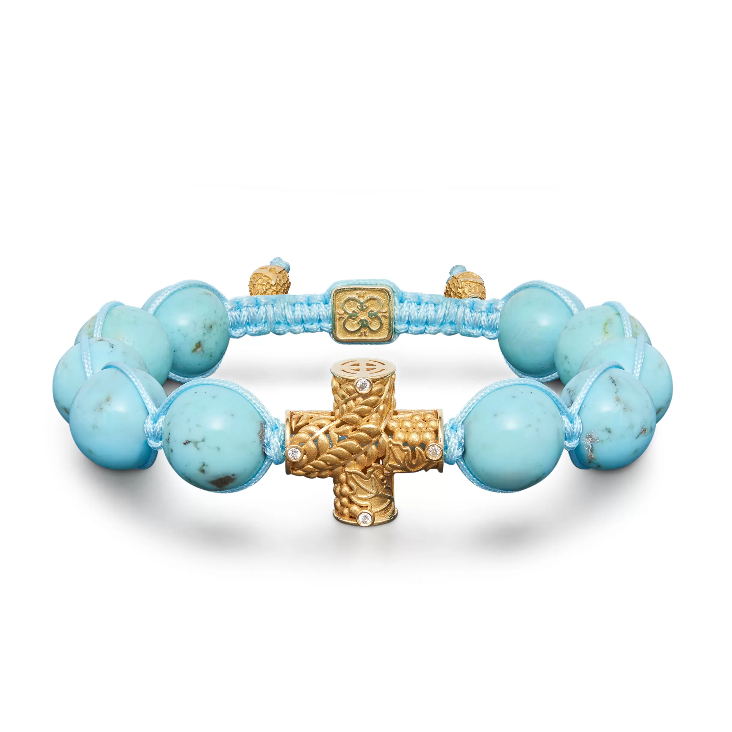 Artisan deals Prayer Bracelet with Kingman Turquoise and Reproduction Christian Charms, Immaculate Medal & Dove Cross