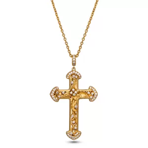 Krinos Cross in 18K Yellow Gold & Diamonds