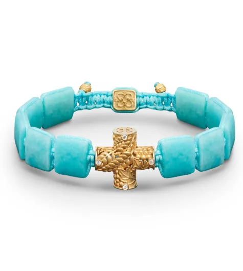 Holy Communion Bracelet with squared Amazonite