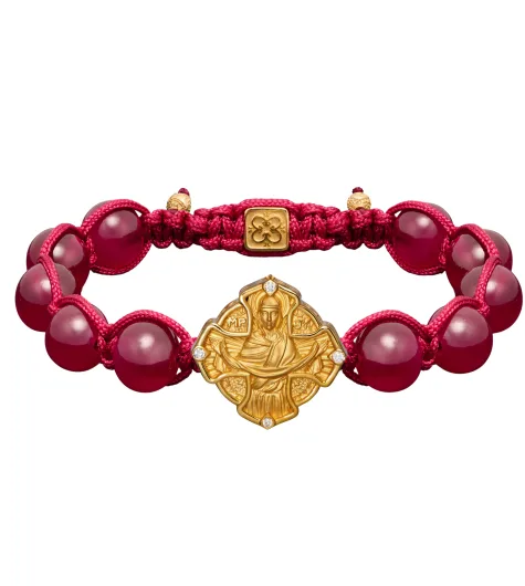 Holy Belt of Virgin Mary Cross in 18K Gold, Diamonds and Ruby