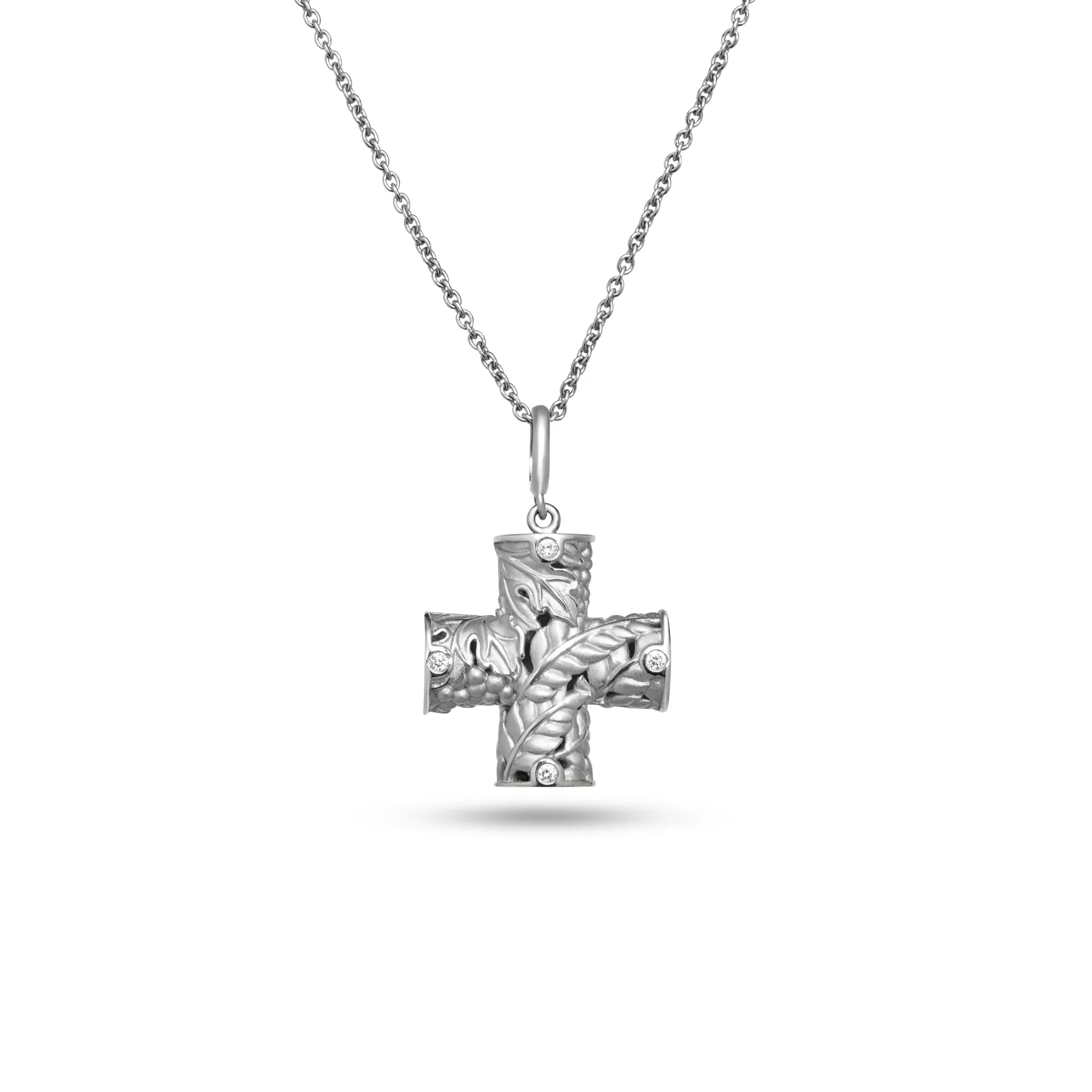 Holy Communion Cross in 18K Yellow Gold and White Diamonds