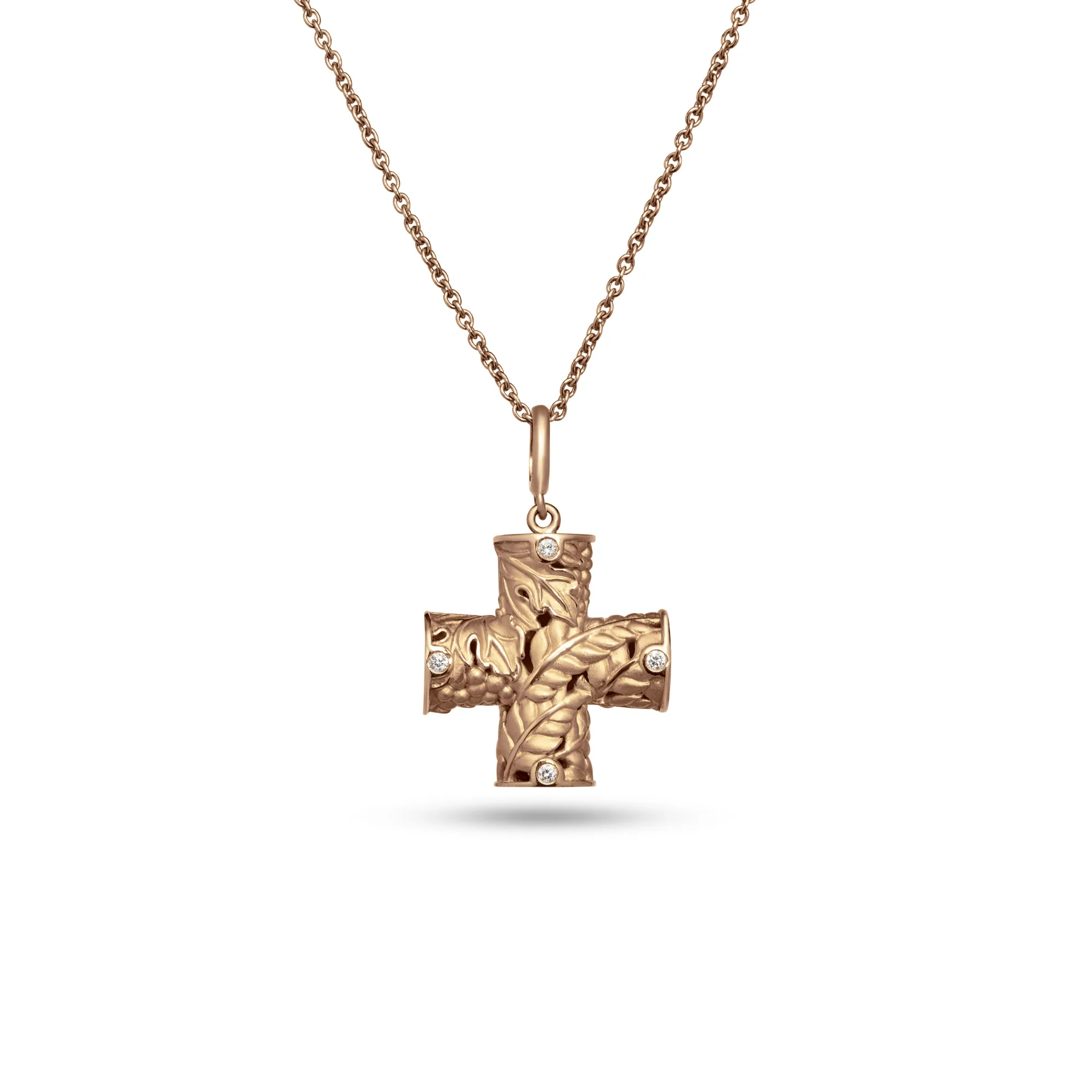 Holy Communion Cross in 18K Yellow Gold and White Diamonds