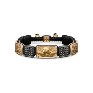 Crucified Jesus Christ Bracelet in 18K White Gold, White and Black Diamonds and Squared Black Onyx Crucified Jesus Christ Bracelet in 18K White Gold, White and Black Diamonds and Squared Black Onyx