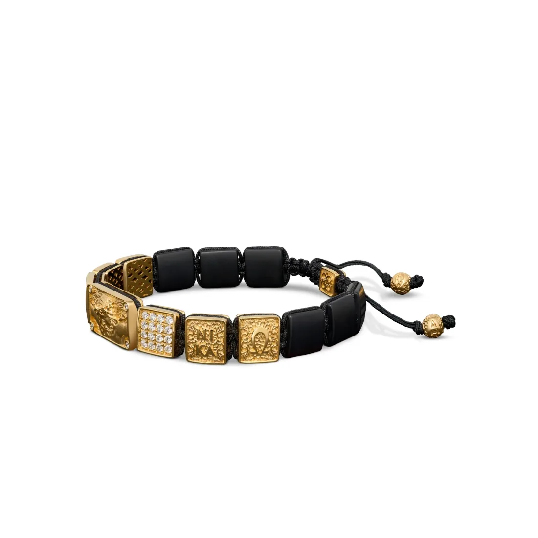 Crucified Jesus Christ Bracelet in 18K Yellow Gold, White Diamonds