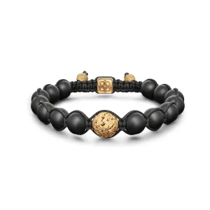 Браслет «Роза Иерихона» из 18-каратного желтого золота и черного оникса