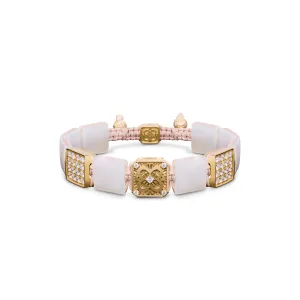 Zωphora Bracelet in 18K Yellow Gold, White Diamonds and Mother of Pearl