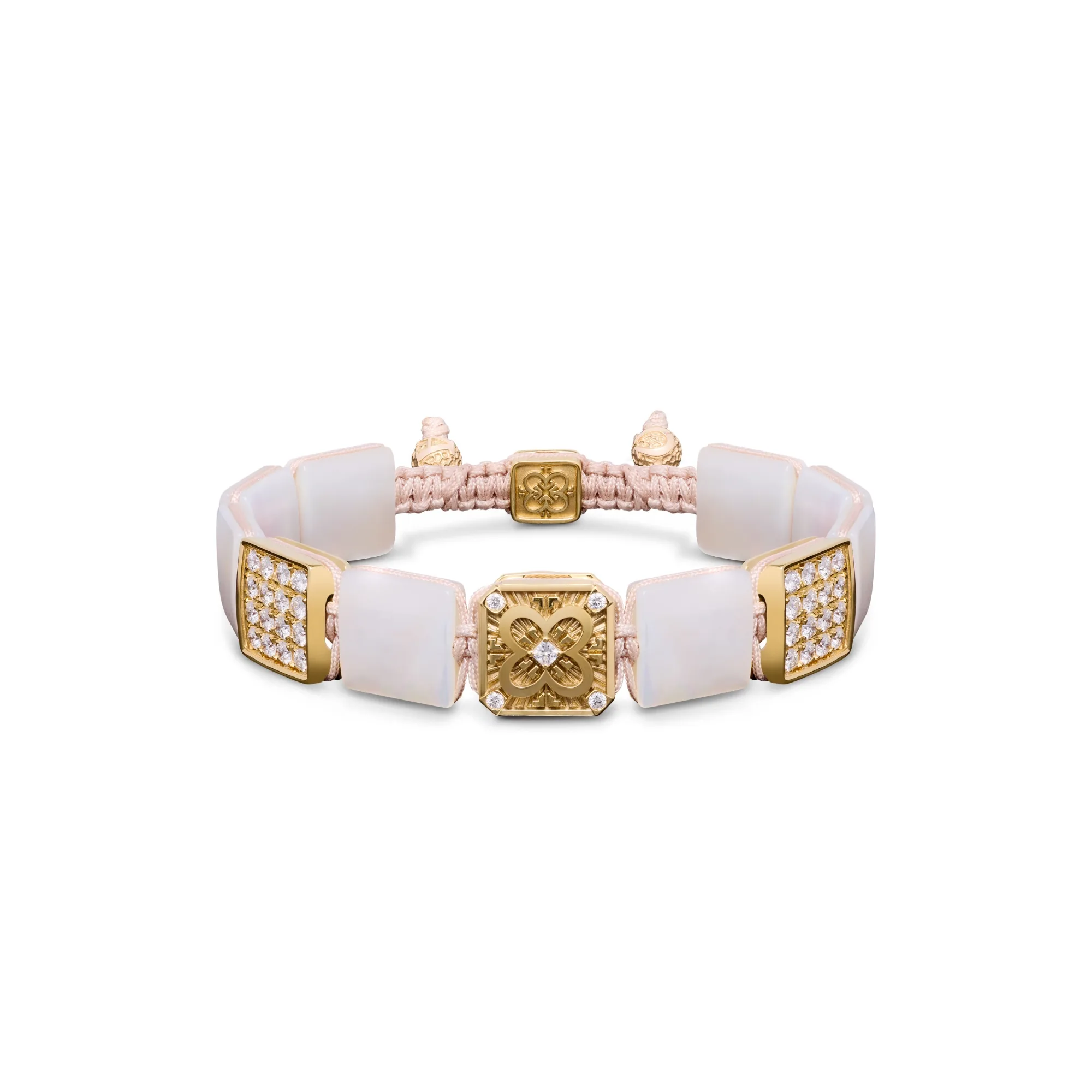 Zωphora Bracelet in 18K Yellow Gold, White Diamonds and Mother of Pearl