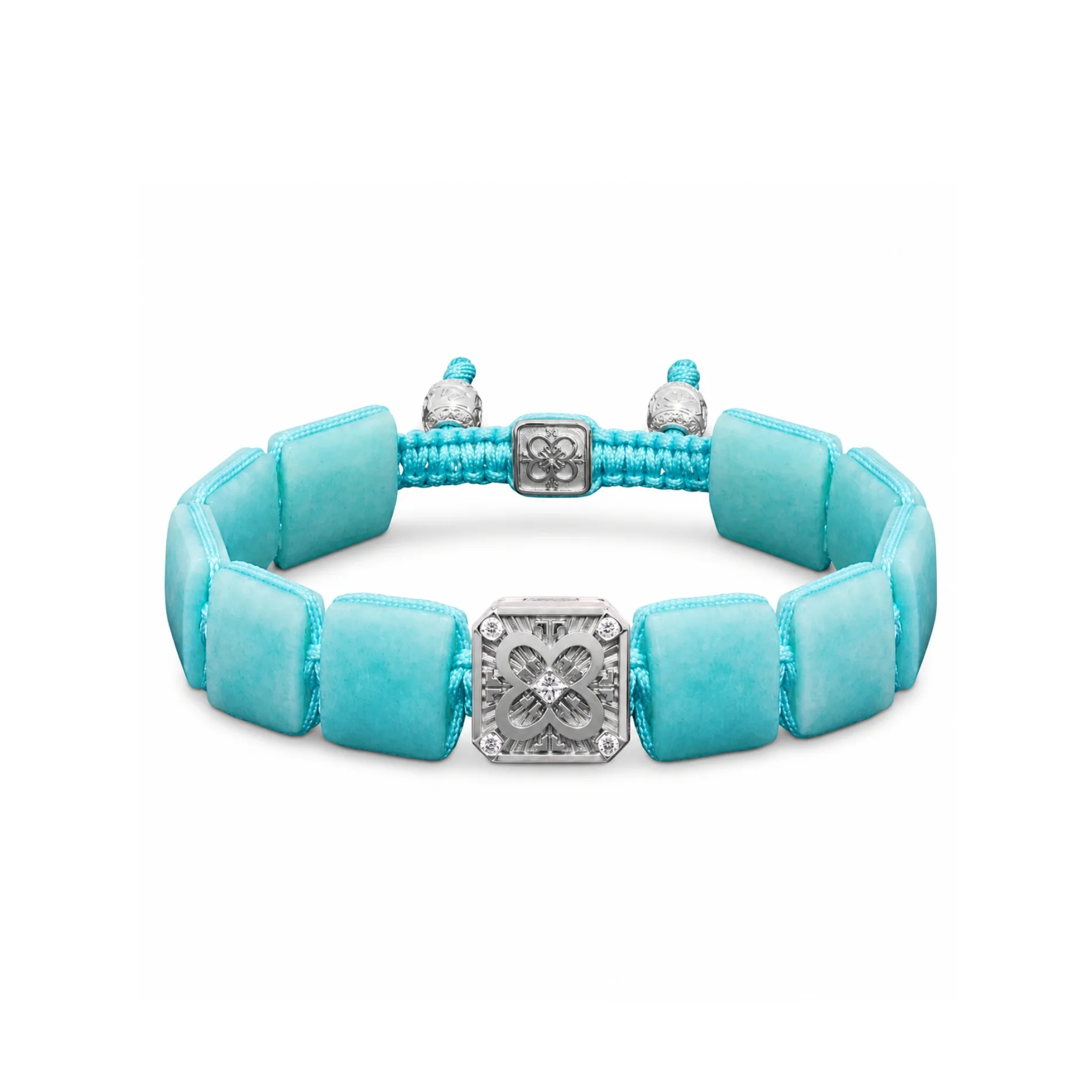 Zωphora Bracelet in 18K White Gold, Diamonds and Squared Amazonite