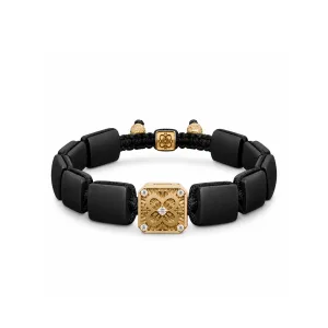 Zωphora Bracelet in 18K Rose Gold, White Diamonds and Squared Black Onyx