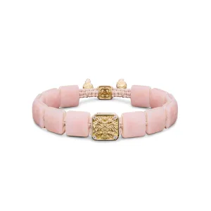 Byzantine Eagle Bracelet in 18K Yellow Gold, Diamonds and Pink Opal