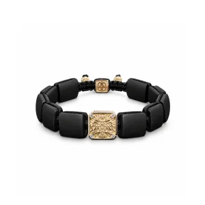 Byzantine Eagle Bracelet in 18K Rose Gold, Diamonds and Squared Black Onyx