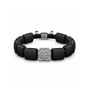 Byzantine Eagle Bracelet in 18K Rose Gold, Diamonds and Squared Black Onyx