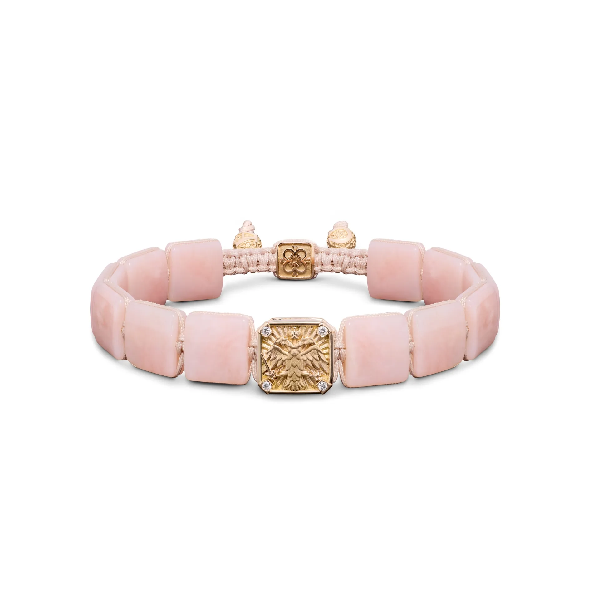 Byzantine Eagle Bracelet in 18K Rose Gold, Diamonds and Pink Opal