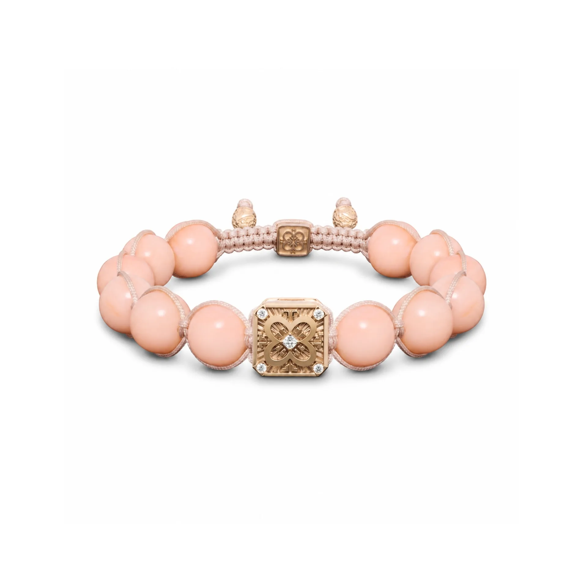 Zωphora Bracelet in 18K Rose Gold with White Diamonds and Pink Coral