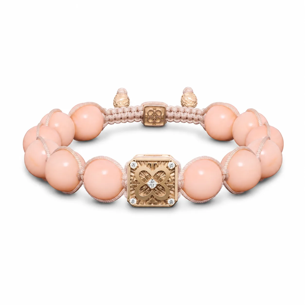 Zωphora Bracelet in 18K Rose Gold, White Diamonds and Pink Coral