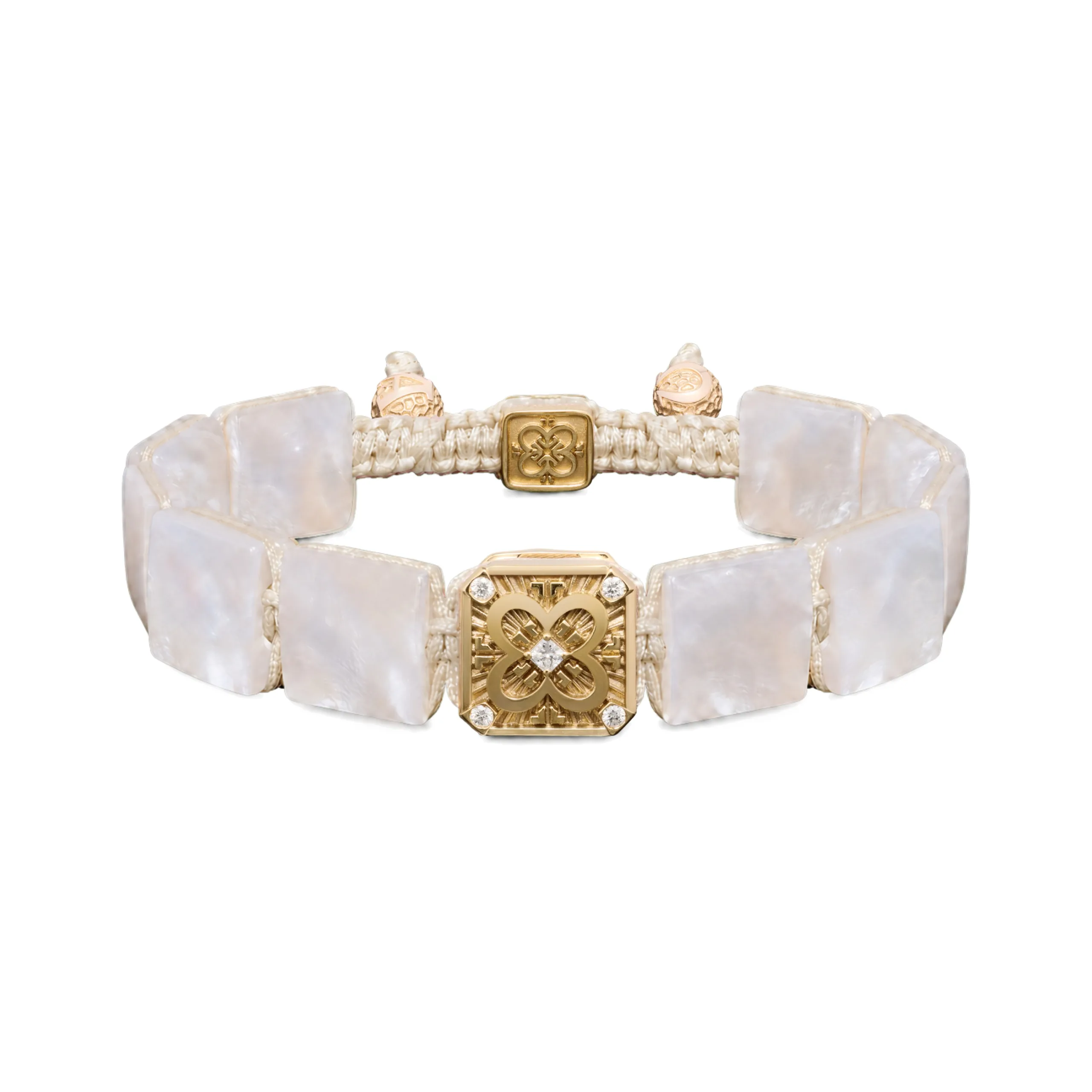 Ζωphora Bracelet in 18K Yellow Gold with White Diamonds and Mother of Pearl
